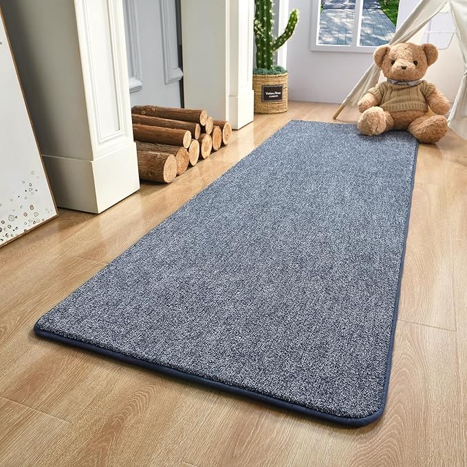 Keeko Soft 2x6 Runner Rug, Bedside Rugs for Bedroom Living Room Small Area Throw Rugs Indoor Runner Hallway Carpets Memory Foam Laundry Room Rug for Teen Kids Nursery Dorm Classroom Decor Blue
