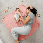 Comfy Cubs Muslin Baby Blanket - Soft, Lightweight, 6-Layer Cotton Swaddle Blankets for Newborns, Infants & Toddlers - 40" x 40" Large, Breathable & Versatile for Sleeping & Tummy Time - Bold Blush
