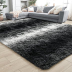 Noahas Large Fluffy 8x10 Area Rugs for Living Room Bedroom,Black and White Thick Shag Throw Rug,Big Soft Shaggy Bedside Non-Slip Plush Dorm Nursery Kids Carpet