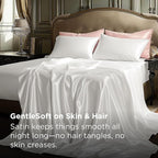 Bedsure White Satin Sheets Queen Size - 4 Piece Silky Bedsheets with 15 Inches Deep Pocket Fitted Bedsheet,1 Flat Sheet, 2 Satin Pillowcases, Good for Hair & Skin (Queen, White)