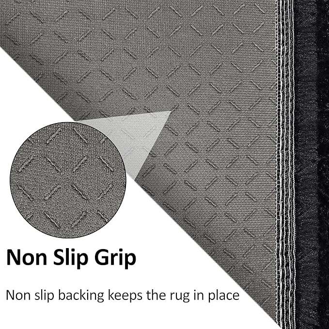 Black Runner Rug for Bedroom 2x6 Fluffy Shaggy Rug Soft Plush Fuzzy Area Rug Bedside Runners for Hallway Kids Nursery Living Room with Non Slip Modern Indoor Decor Carpet