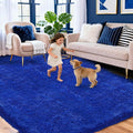 Area Rugs for Living Room Bedroom, Upgrade Non-Slip 4x6 ft Ultra Soft Fluffy Shaggy Bedside Rug, Indoor Floor Carpet for Kids Girls and Boys, Dorms, Nursery Rooms, Home Decor Aesthetic, Blue
