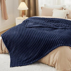 Bedsure GentleSoft Navy Blue Fleece Blanket for Couch - Cozy Soft Blankets for Women, Cute Small Throws for Girls, Navy, 90x90 Inches
