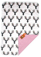 Dear Baby Gear - Reversible Baby Blankets - Soft Nursery Blanket for Newborn - Toddler Blankey - Throw Blanket for Boys & Girls - Infant Blankets - 40x30 (Girl Antler Flowers - Pink Dot)