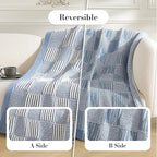 Amélie Home Knit Throw Blanket, Soft Chenille Cozy Breathable Pineapple Chunky Decorative Blanket for Couch, Bed & Sofa, French-Inspired Lightweight Warm Gift for Women, Washed Blue, 60"x80"