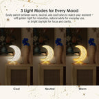 Luze ZE Crescent Moon Desk Lamp - Rechargeable Touch Lamp, 3 Brightness Levels, Dimmable Night Light for Bedroom & Kids Room, USB Rechargeable Bedside Lamp, Warm Light, Portable, Metal & Plastic