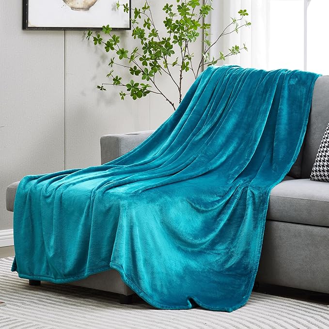DREAMNINE Soft Cozy Plush Fleece Throw Blanket 50" x 60", Solid Shag Minky Lightweight Lap Fuzzy Flannel Blanket for Bedroom, Luxury Washable Warm Velvet Blankets for Couch Sofa Pet, Breathable, Teal