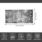 3x6 Non-Slip Washable Kitchen Rug - Soft Wide Indoor Carpet Runners for Entryway, Hallway, Bathroom with Rubber Backing, Modern Distressed Low-Pile Thin Floor Runner (Black Grey,3x6)