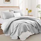 IR Imperial Rooms 10 Pack Queen Quilt Bedding Set (90" x 96") - Bulk Wholesale for Hotels, Guest Bedroom & Airbnbs - Lightweight Microfiber Reversible Floral Embossed Quilts Bedspreads (Silver)