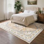CRYPTOLITE 9x11 Area Rug for Living Room, Modern Washable Rug Non Slip Low Pile Large Area Rugs for Living Room, Bedroom, Farmhouse, Dining Room,Beige