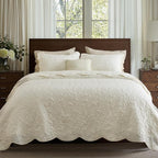Bedsure Quilts Queen Size - Ultra Soft Pre-Washed Cloud-Like Bedding, All-Season Lightweight Comforter for Country Bedroom, Leaf Design Coverlet in Cream Yellow, 90 x 96 Inches | Stitch-Free Quilting, Ultra Soft, Lightweight, Machine Washable, Pet-Frie...