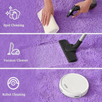 junovo Purple Washable Area Rug for Boys Bedroom Living Room, 4x5.3 Soft Non-Slip Fluffy Rugs, Shag Plush Memory Foam Carpet for Kids Room Baby Nursery Home Decor