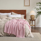 Bedsure Gentlesoft 100% Cotton Blanket King Size for Bed - Breathable and Soft for Spring Summer, Thick Cozy Waffle Weave Blanket Gifts for Women, Pink, 104x90 inches
