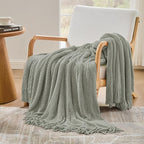 inhand Throw Blanket for Couch Bed,Chunky Chenille Woven Soft Blankets with Tassels,Cozy Boho Farmhouse Fall Winter Decor,Warm for Women,50"x60",Medium Thick-Light Grey
