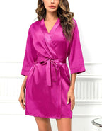 Samring Women's Bride Bridesmaids Robe Short Satin Kimono Robes for Wedding & Bridal Party Silk Bathrobes for Women