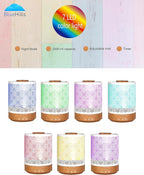 BlueHills 2500 ML Humidifier with Essential Oil Diffuser Combo Aroma Home Décor Design for Large Bed Bath Kids Baby Living Rooms Big Capacity LED Lights Scent Ultrasonic Cool Mist Wood Grain F006