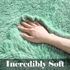 ONASAR Sage Green 3x5 Rugs for Bedroom, Fluffy Bedside Area Rug, Soft Plush Shaggy Small Floor Throw Carpets for Living Room Preppy Dorm Teen Kids Girls Boy Baby Nursery Home Decor Aesthetic