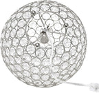 Elegant Designs LT1067-CHR 10" Elipse Crystal Collection Metal Crystal Ball Sequin Table Desk Lamp for Accent Lighting, Décor, Living Room, Chrome
