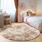 ONASAR Tie-Dye Beige Round Area Rugs 5ft, Soft Bedroom Circle Rug Floor Mats for Kids Girls Teen Room, Kawaii Fluffy Plush Shaggy Carpet for Baby Nursery Living Room Playroom Home Decor
