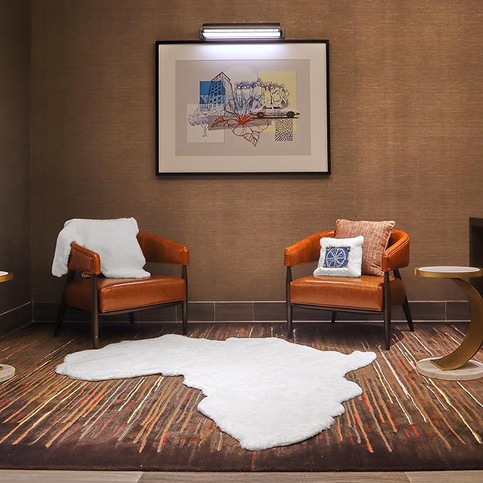 Lith Home African Decor for Home/Faux Rabbit Fur Area Rug Throw/Client Call It Impactful Gift - Soft Plush Luxurious Nursery, Living and Bedroom Floor, Chair Couch Sofa Bed Cover- 6x6 ft (White)