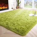 Noahas Fluffy Green Area Rugs for Bedroom Living Room,4x5.3 Feet Thick Shag Throw Floor Carpet,Soft Shaggy Non-Slip Plush Dorm Nursery Kids Rug Home Decor Aesthetic