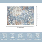 4x5 Washable Entryway Rug – Non-Slip Low Pile Throw Area Rug for Bathroom Kitchen Living Room Bedroom – Modern Abstract Neutral Soft Indoor Small Carpet (Blue Rust,4x5)