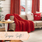 Adyrescia Chunky Knit Blanket Throw | 100% Hand Knit with Jumbo Chenille Yarn (50"x60", Ruby Red)
