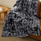 Bedsure GentleSoft Fluffy Fuzzy Tie-dye Dark Grey Throw Blanket for Men, Soft Cozy Minky Fleece Faux Fur Blanket for Couch, Mens Room Decor Charcoal Gray Bed Cover, Thick Warm Plush Gifts