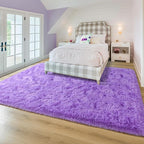 junovo 8x10 Purple Washable Area Rug for Girls Bedroom Living Room, Soft Non-Slip Fluffy Rugs, Shag Plush Memory Foam Carpet for Kids Room Baby Nursery Home Decor