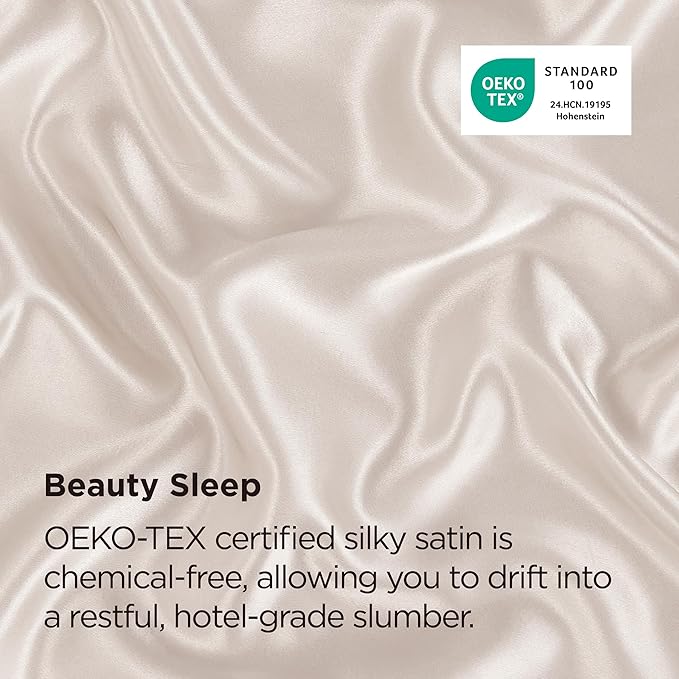 Bedsure Satin Pillowcase with Zipper, Similar to Silk Pillow Cases 2 Pack, Satin Pillow Cases Queen, Silky & Soft Beige Pillow Covers Hair and Skin, Valentines Day Gifts for Women Men, 20x30 Inches