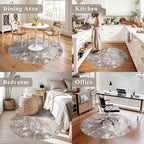 4ft Washable Kitchen Round Rug: Non-Slip Small Circle Rug for Bathroom,Living Room,Bedroom – Soft Modern Neutral Abstract Circular Carpet (Brown Beige,4x4)