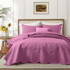IR Imperial Rooms 10 Pack Queen Quilt Bedding Set (90" x 96") - Bulk Wholesale for Hotels, Guest Bedroom & Airbnbs - Lightweight Microfiber Reversible Floral Embossed Quilts Bedspreads (Purple)