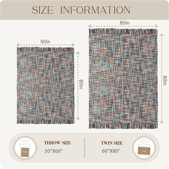 Multi-Color Pink Cable Woven Throw Blanket for Couch,50"X60" Boho Style Textured Blankets for Home Decor,Super Soft Warm Cozy Chunky Blanket with Decorative Tassels for Bed and Sofa