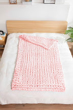 clootess Chunky Knit Blanket Knitted Throw Crochet Chenille Yarn Woven for Bed Sofa Textured Thick Cable Decor (Pink 40x60 in)