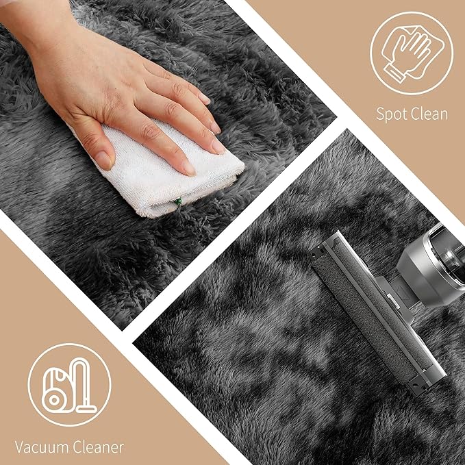 9x12 Area Rug Fluffy Shaggy Ultra Soft Faux Fur Non-Slip Machine Washable Carpet for Bedroom, Living Room, Nursery & Dorm Cozy Home Decor
