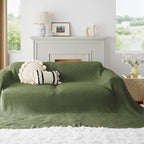 Bedsure Gentlesoft 100% Cotton Big Blanket Oversized King for Bed - Large Breathable Thick Waffle Weave Blanket for Summer, Couch Cover, Olive Green, 120x94 inches