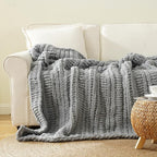 Battilo Light Grey Chunky Knit Throw Blanket for Couch, Thick Warm Cozy Soft Chenille Throw Blanket, Handmade Cable Knit Blanket for Sofa,Bed, Living Room, 50"x60"
