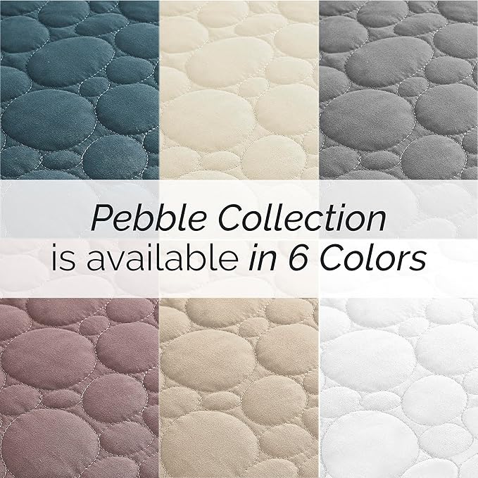 Southshore Fine Living, Inc. Oversized Queen Quilt Bedding Set, Soft Prewash Fabric, Soft Coverlet Bedspread 3-Piece with Two Matching Pillow Shams (98 in Wide x 98 in Long), Full/Queen, Pebble White