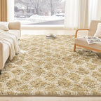 Litanika 5x8 Geometric Shag Area Rug for Bedroom, Camel and White High Pile Ultra Soft Plush Shaggy Furry Bedside Playroom Dorm Carpet, Non-Slip, Non-Shedding Indoor Floor Rug