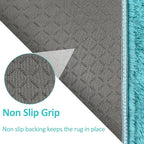 Runner Rug for Bedroom 2x6 Teal Blue Fluffy Shaggy Rug Soft Plush Fuzzy Area Rug Bedside Runners for Hallway Kids Nursery Dorm Playroom Living Room Modern Indoor Decor Carpet