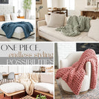 SAMIAH LUXE Sage Green Chunky Knit Blanket Throw 50x70, Chenille Chunky Knit Throw Blanket for Living Room Decor or Boho Decor, Thick Yarn Knitted Blankets for Couch or Bed, Knitted Crochet Blankets
