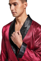 Tony & Candice Men's Satin Robe Lightweight Long Sleeve Silk Kimono Bathrobe with Shorts Set Sleepwear