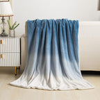 Elegant Comfort Throw Blanket, Reversible Sherpa Flannel, Ultra-Soft, Fuzzy, Cozy and Plush- All Season Lightweight Decorative Throw, 50 x 60 inches, Ombre Design Sherpa Throw, Blue (Pack of 2)