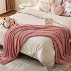 inhand Coral Pink Chunky Chenille Throw Blanket for Couch Bed, Mothers Day/Mom Birthday Gifts for Mom from Daughter Son,Soft Boho Knitted Blanket,Cozy Decor for Living Room,60"x80",Medium Thick