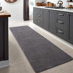 Keeko 2x6 Area Rugs for Living Room, Soft Modern Memory Foam Bedroom Rug Washable Indoor Rug Low Pile Minimalist Non Slip Carpet for Kids Nursery Dorm Room Home Decor Dark Grey