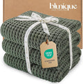 Waffle Knit Throw Blanket, Luxury Cozy Chunky Knit Throw Blanket for Couch, 50 x 60 Inch Thick Ultra-Soft Feather Yarn Knitted Blanket for Sofa, Bed, Home Decor - Sage