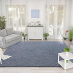 Keeko 4x6 Area Rugs for Living Room, Soft Modern Memory Foam Bedroom Rug Washable Indoor Rug Low Pile Minimalist Non Slip Carpet for Kids Nursery Dorm Room Home Decor Blue and White