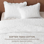Bedsure Quilt King Size - Ultra Soft Pre-Washed Cloud-Like Bedding, All-Season Lightweight Comforter for Country Bedroom, Leaf Design Coverlet in Pure White, 106 x 96 Inches | Stitch-Free Quilting, Ultra Soft, Lightweight, Machine Washable, Pet-Friendly