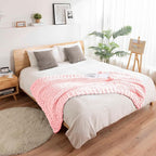 clootess Chunky Knit Blanket Knitted Throw Crochet Chenille Yarn Woven for Bed Sofa Textured Thick Cable Decor (Pink 40x60 in)