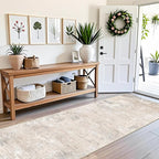 3x12 ft Washable Hallway Runner Rug - Long Non Slip Low Pile Thin Carpet Runners, Modern Abstract Neutral, Stain Resistant for Kitchen, Entryway, Bathroom（Beige Grey,3x12）